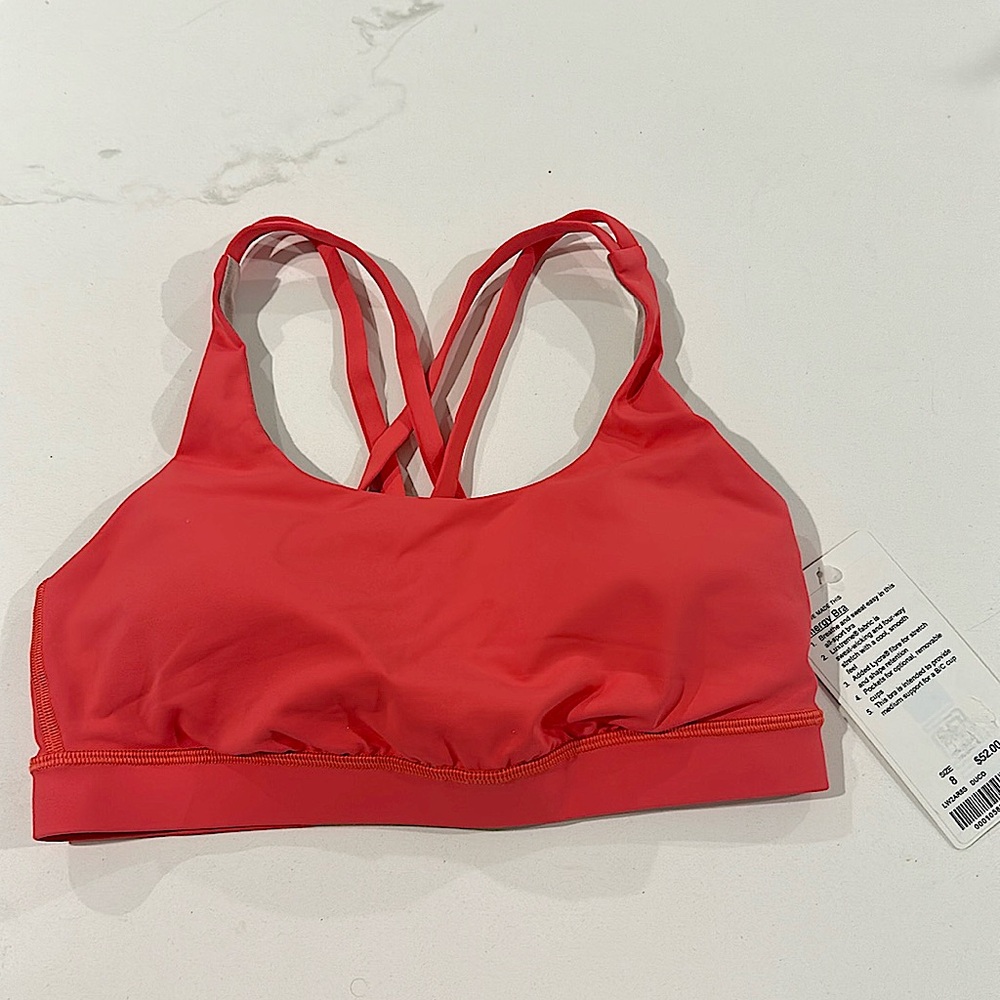 Lululemon racer back Energy Bra NEW in Coral size 8 *nwt*